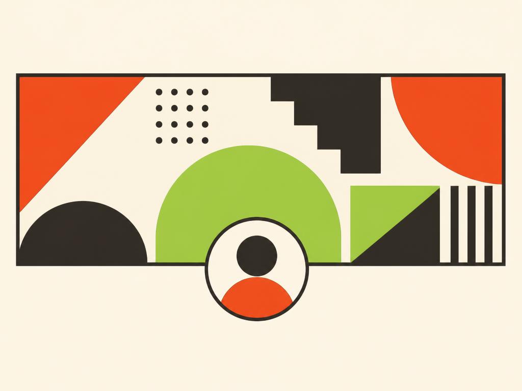 Illustration of a geometric LinkedIn banner with an avatar overlapping it
